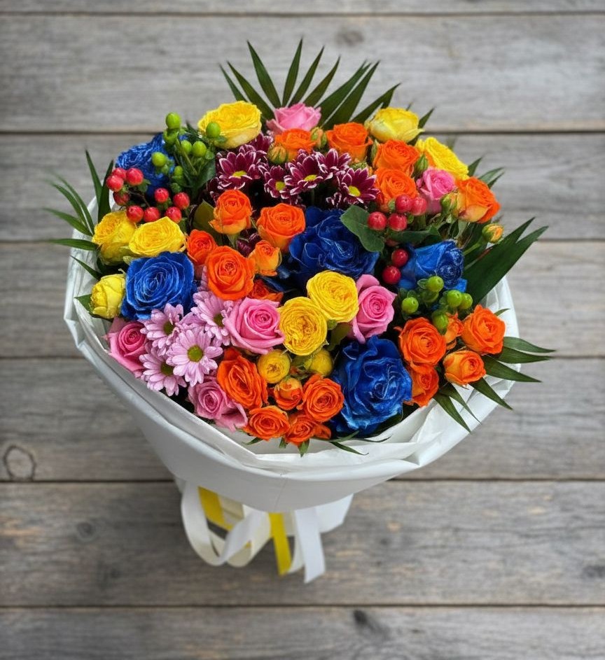 Букет цветов из: Розы и Хризантемы в Барково