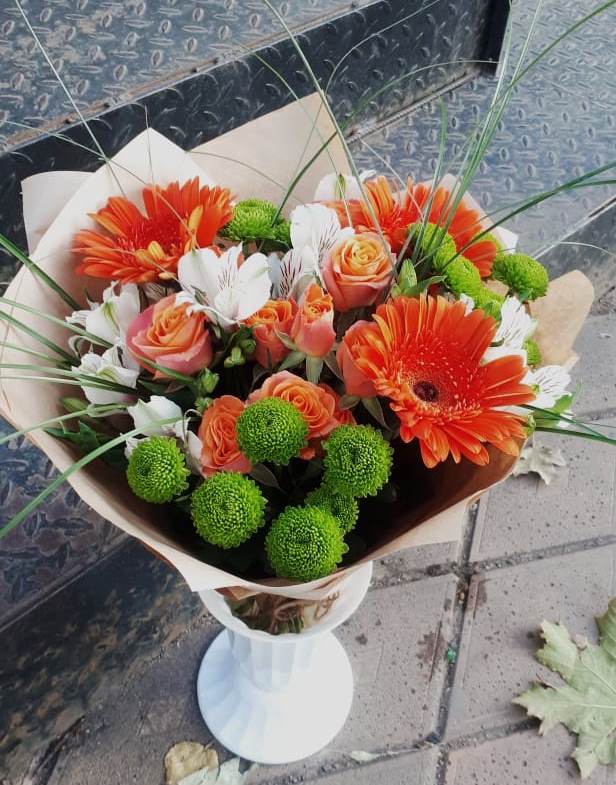 Букет цветов из: Герберы, Хризантемы, Альстромерии и Розы в Барково