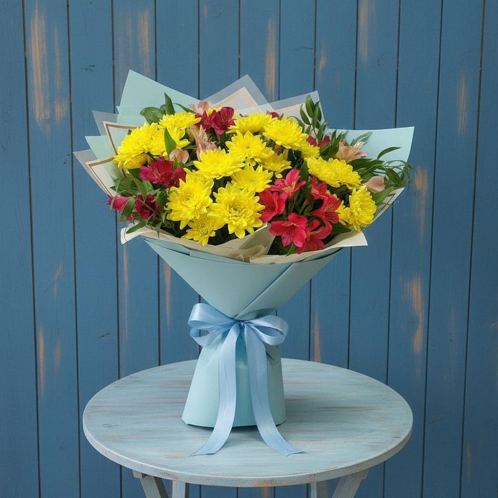 Букет цветов из: Альстромерии и Хризантемы в Барково