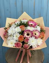 Букет цветов из:  Розы, Герберы и Хризантемы в Барково