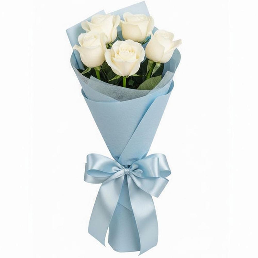 Букет 5 Белых роз Проуд в Барково