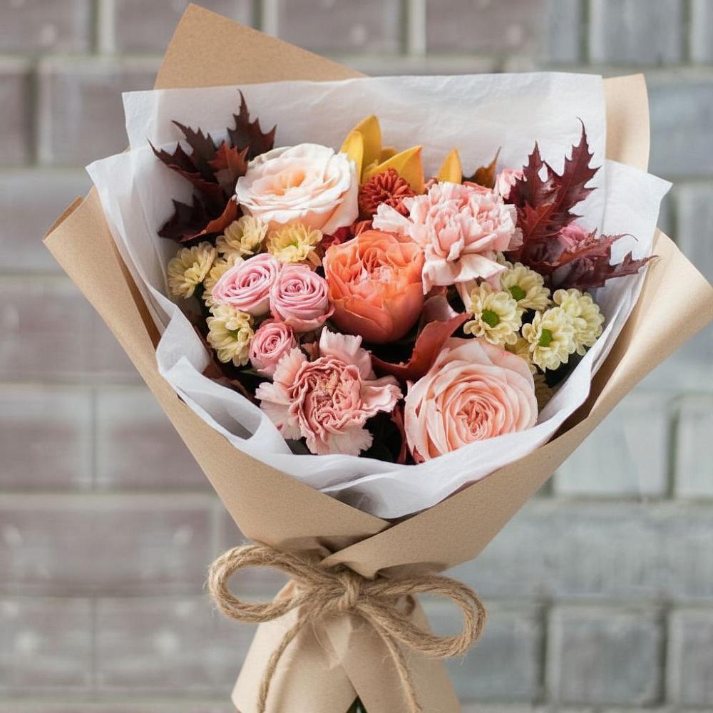 Букет цветов из: Гвоздики, Хризантемы и Розы в Барково