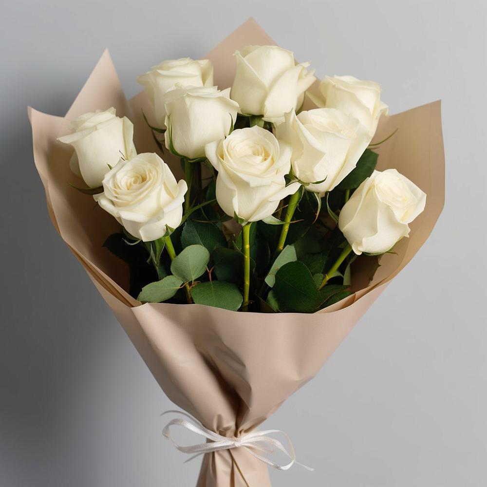 Букет 9 Белых роз Эдлесс Лав в Барково