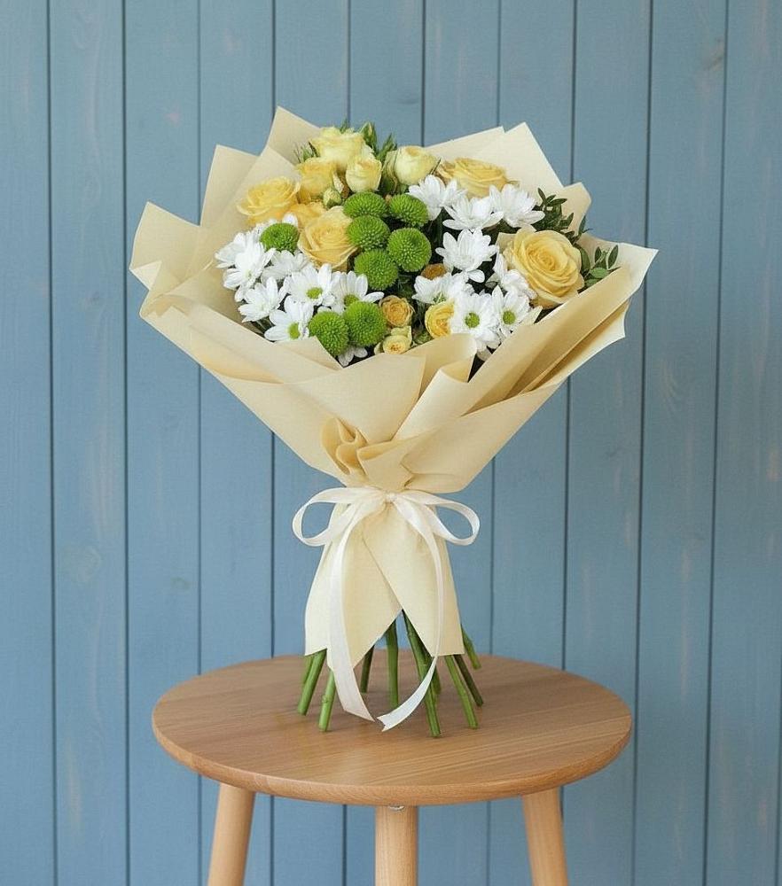 Букет цветов из: Хризантемы и Розы в Барково