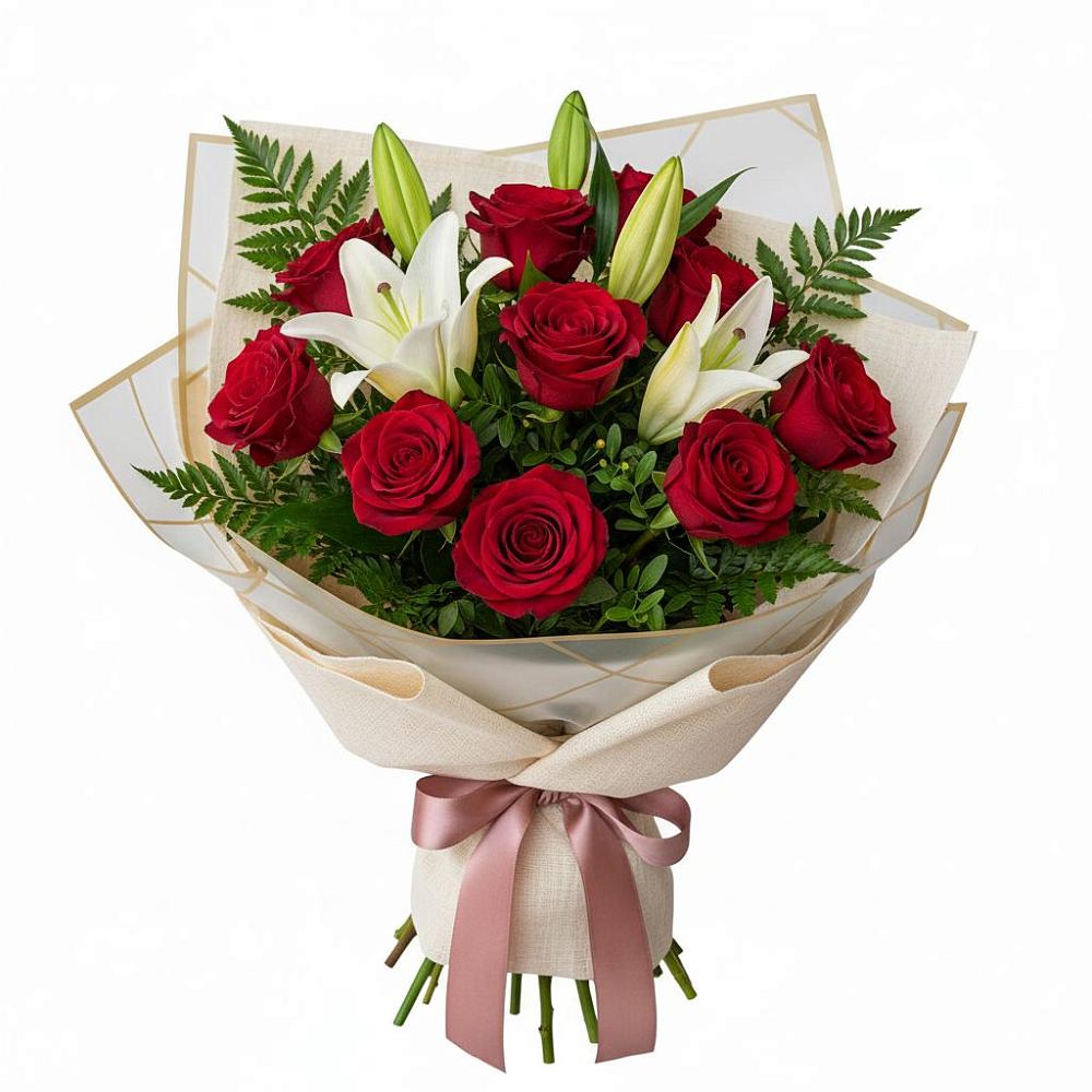 Букет цветов из: Лилии и Розы в Барково