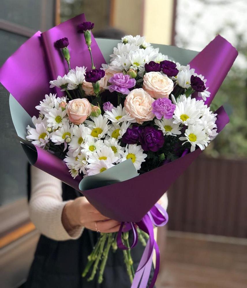 Букет цветов из: Хризантемы, Гвоздики и Розы в Барково