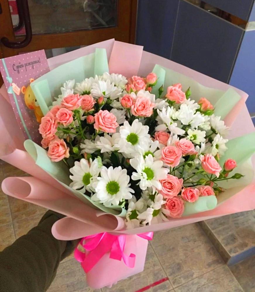 Букет цветов из: Розы и Хризантемы в Барково