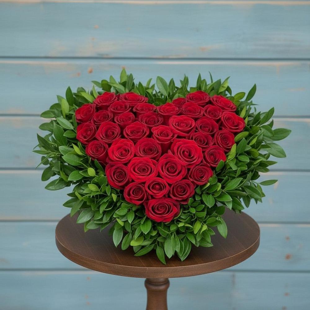 Цветочная композиция из Розы в виде сердца в Барково