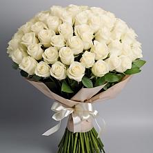 Букет 101 беля роза Белоснежка в Барково