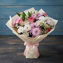 Букет цветов из:  Хризантемы, Альстромерии и Розы в Барково