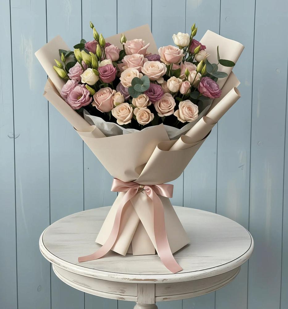 Букет цветов из: Розы и Лизиантусы в Барково