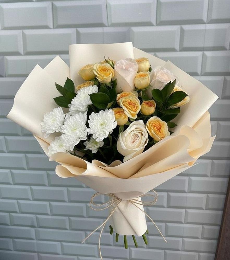 Букет цветов из: Розы и Хризантемы в Барково