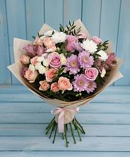 Букет цветов из:  Хризантемы, Розы и Альстромерии в Барково