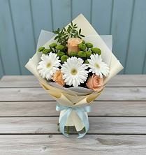 Букет цветов из:  Герберы, Розы и Хризантемы в Барково