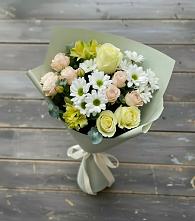 Букет цветов из:  Альстромерии, Розы и Хризантемы в Барково