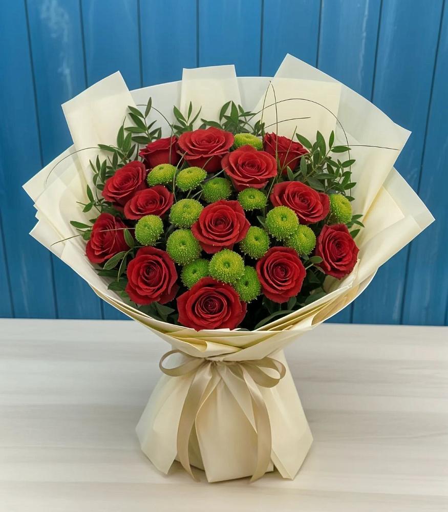 Букет цветов из: Розы и Хризантемы в Барково