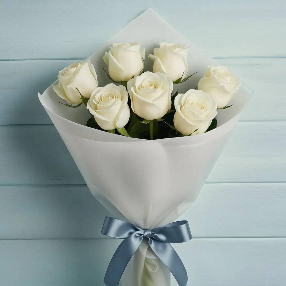 Букет 7 Белых роз Эдлесс Лав в Барково