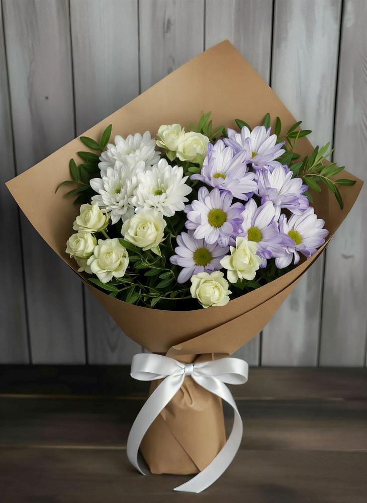 Букет цветов из: Хризантемы и Розы в Барково