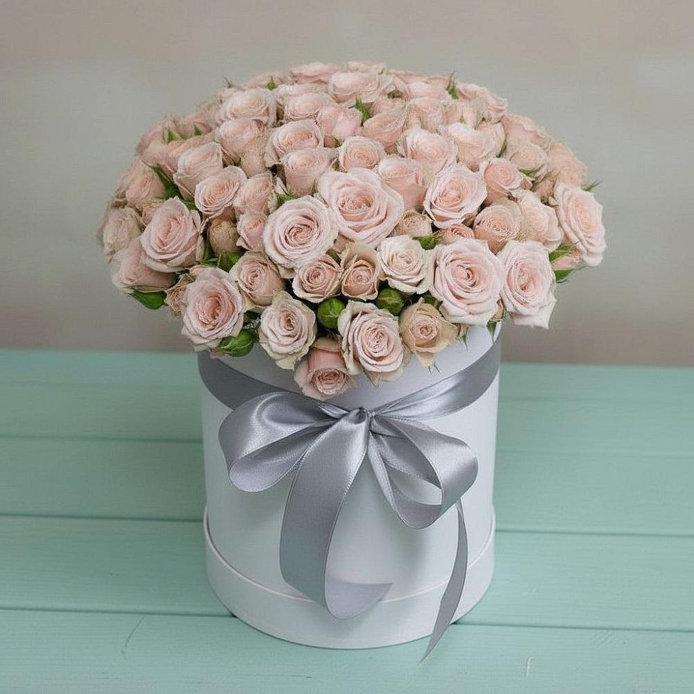 Цветочная композиция из Розы в шляпной коробке в Барково